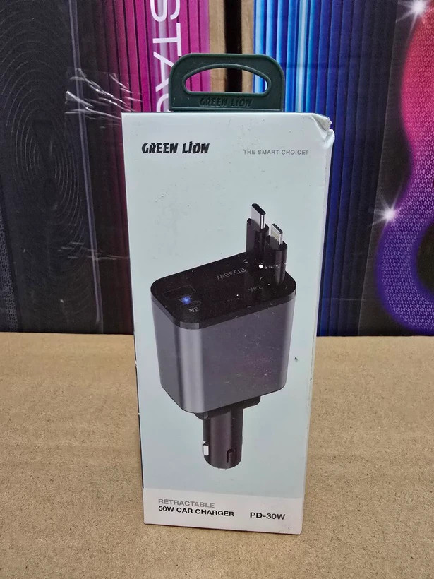 شارژر فندکی 50w گرین لاین مدل Retractable 50W دارای گارانتی و ضمانت اصالت کالا