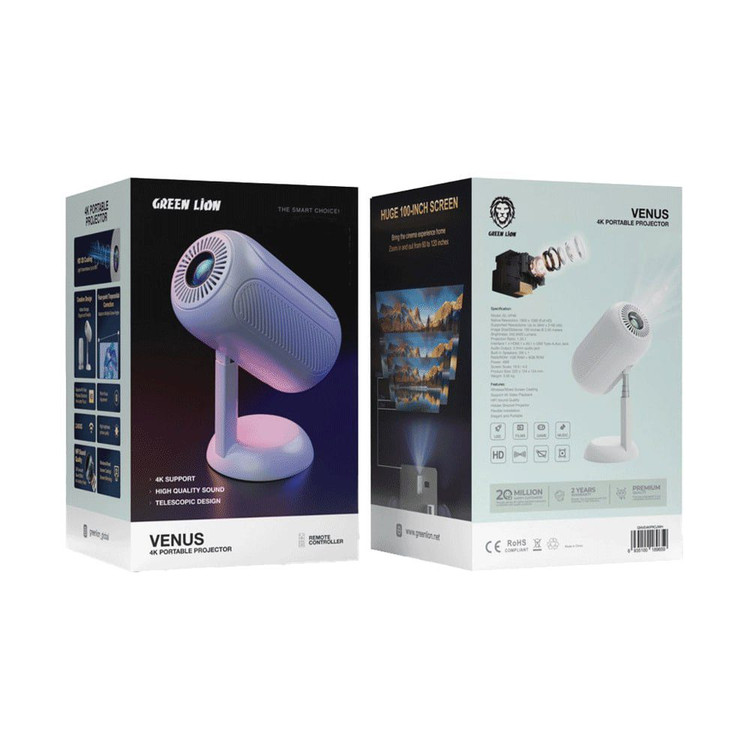 ویدئو پروژکتور قابل حمل گرین لاین 4K مدل VENUS GNVE4KPROJWH
