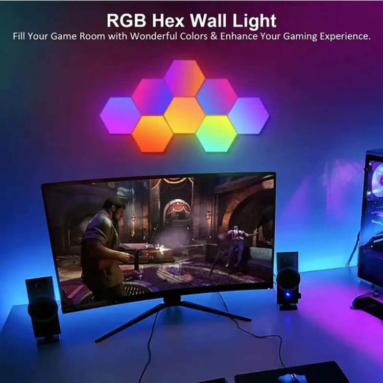 پنل دیواری RGB شش ضلعی مدل Smart Hexagon LED Wall Lights کد۶۳۵