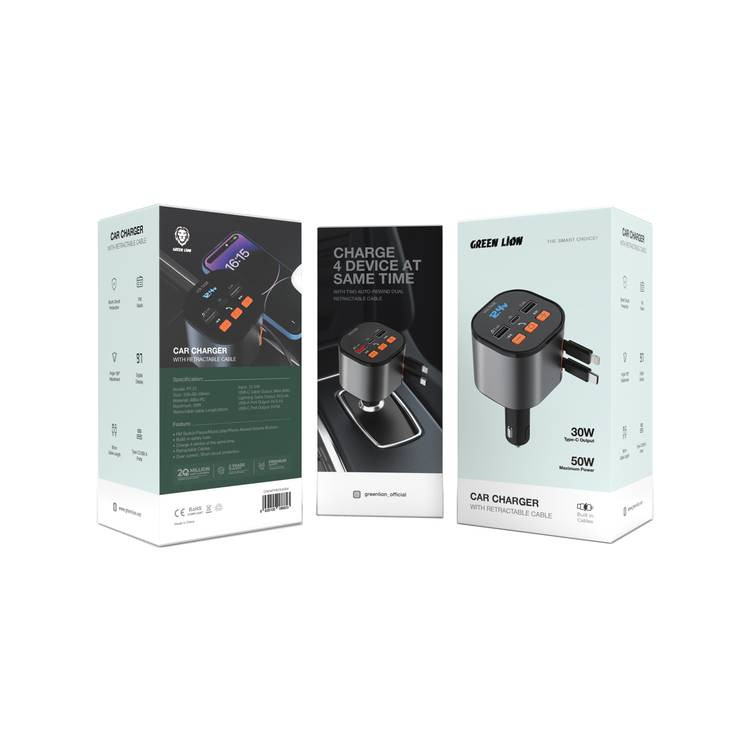 شارژر فندکی فلشخور چندکاره گرین لاین مدل FM Retractable