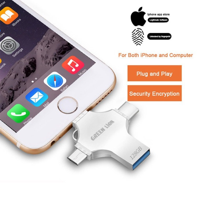 فلش درایو چهار کاره گرین لاین USB FLASH Drive کد 606 ظرفیت128GB