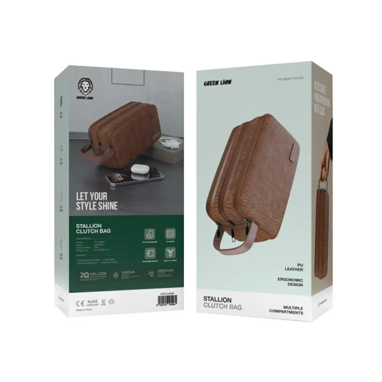 کیف گرین لاین اورجینال دارای گارانتی سه زیپ مدل Stallion Clutch Bag