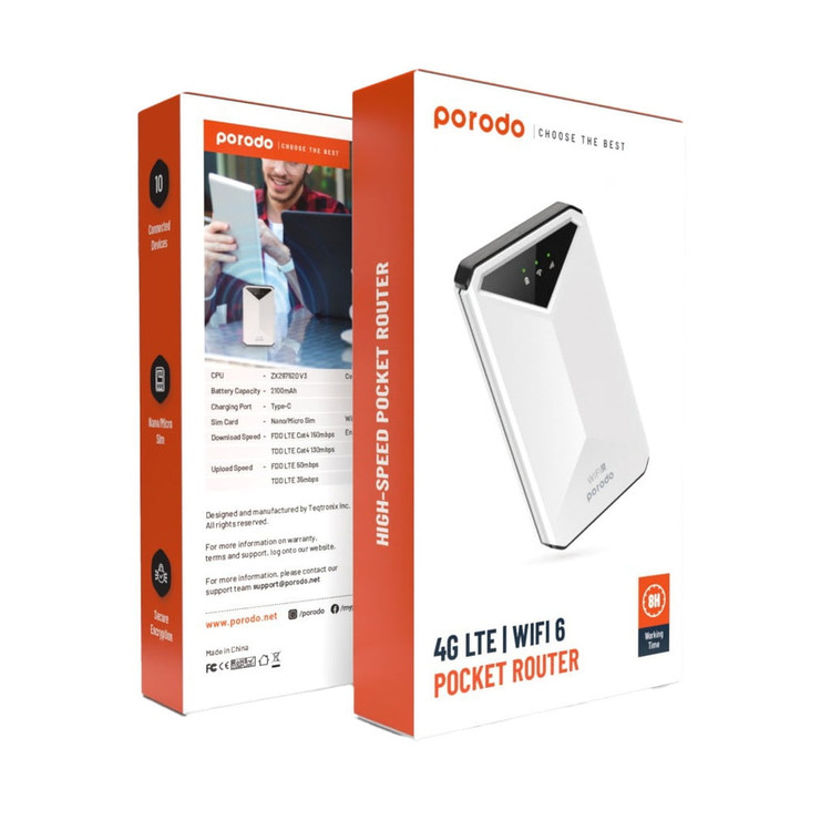 مودم جیبی 4G پرودو مدل 4G LET | WIFI 6 POCKET ROUTER