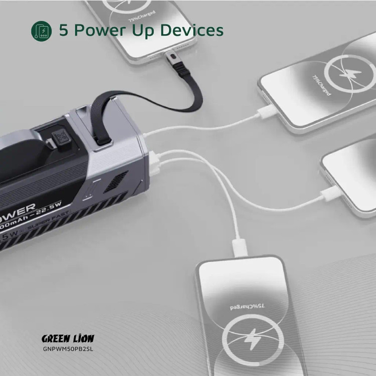 پاور بانک گرین لاین مدل Power Max ظرفیت 50000 میلی آمپر ساعت اورجیتال دارای گارانتی