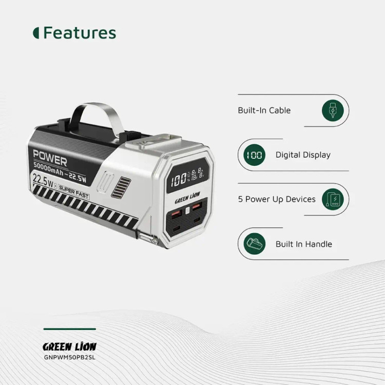 پاور بانک گرین لاین مدل Power Max ظرفیت 50000 میلی آمپر ساعت اورجیتال دارای گارانتی