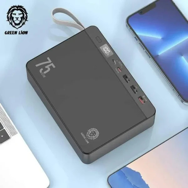 پاور بانک مگا اورجینال با ظرفیت پاور ولت گرین لاین مدل GREEN LION GNPRVLTPB75 POWER VOLT 75000MAH