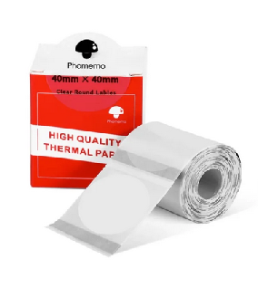 رول لیبل پرینتر حرارتی گرد شفاف فوممو اورجینال سایز 40×40 میلیمتر (180 عددی) – مدل Phomemo XY4040-180TT