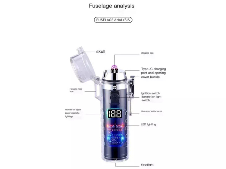 فندک الکتریکی شارژی دارای چراغ قوه اورجینال HB-256