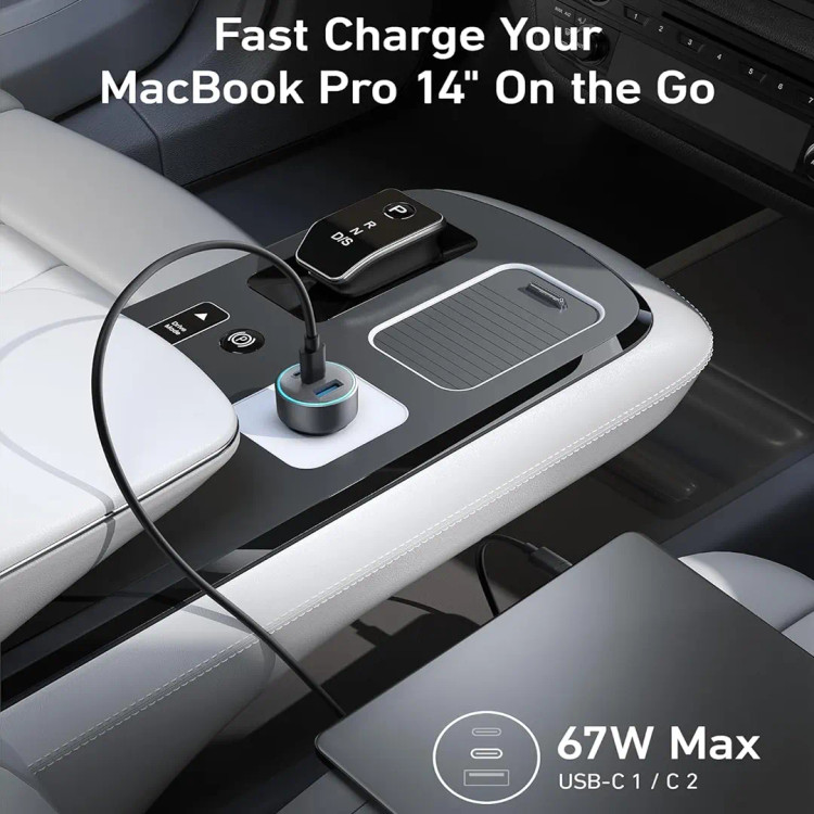 شارژر فندکی ۶۷ وات انکر اورجینال مدل Anker USB-C car charger 67W B2731 به همراه کابل
