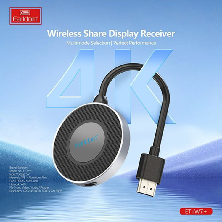 دانگل hdmi وایرلس انتقال تصویر ارلدام اورجینال مدل Earldom W7+
