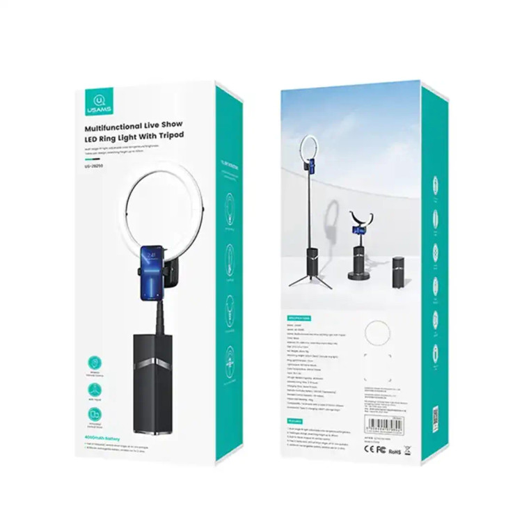 رینگ لایت قابل حمل موبایل یوسامز USAMS US-ZB250 دارای گارانتی و ضمانت اصالت کالا