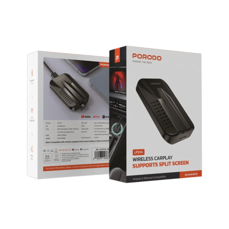 دانگل بیسیم Porodo CarPlay پشتیبانی از اسپلیتاسکرین اورجینال