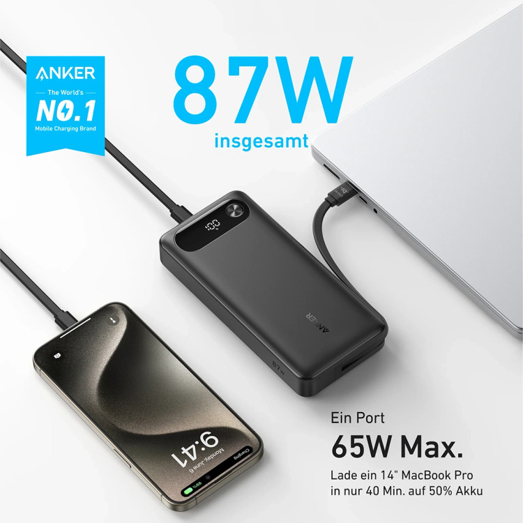 پاوربانک انکر Anker 87W Power Bank 20000 مدل A1383 دارای گارانتی و ضمانت اصالت کالا