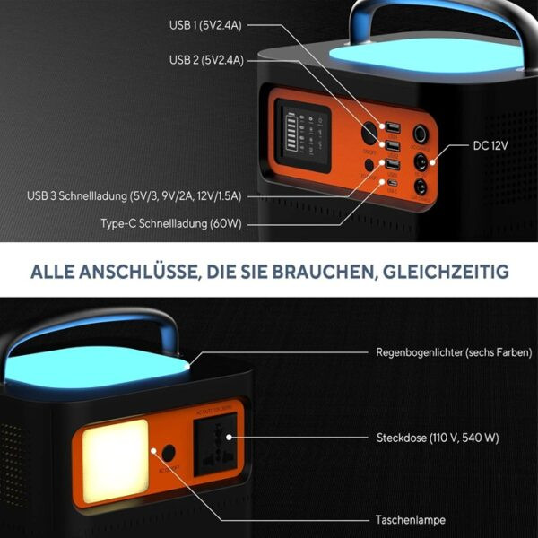 پاور استیشن و ژنراتور خورشیدی قابل حمل Tig Fox مدل T500 | ظرفیت 540Wh با توان 500W اورجینال