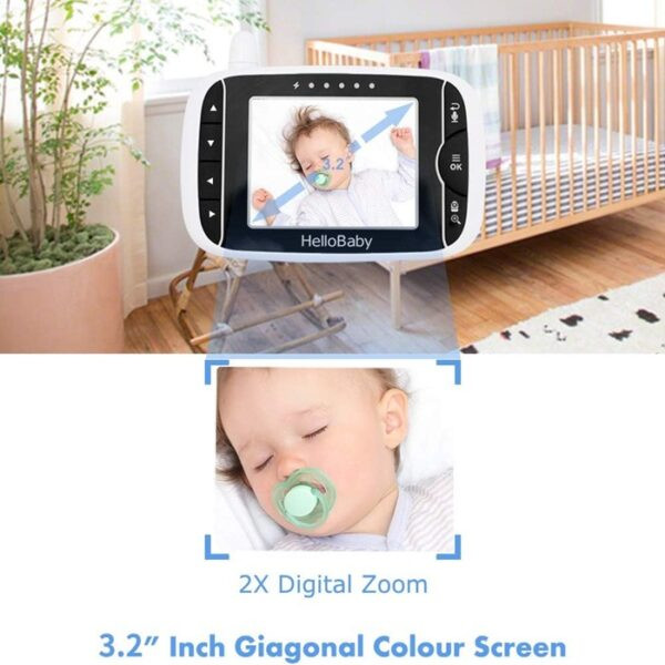 دوربین اتاق کودک هلو بیبی مدل HelloBaby HB65 | پیجر تصویری با قابلیت چرخش و دید در شب دارای گارانتی
