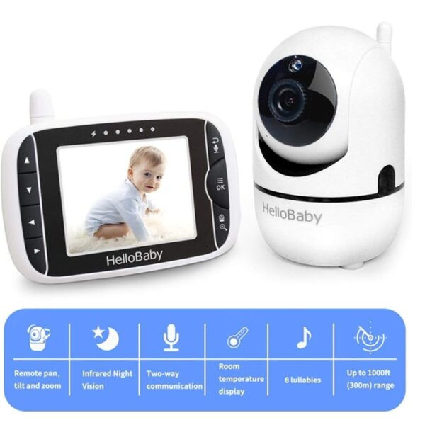 دوربین اتاق کودک هلو بیبی مدل HelloBaby HB65 | پیجر تصویری با قابلیت چرخش و دید در شب دارای گارانتی