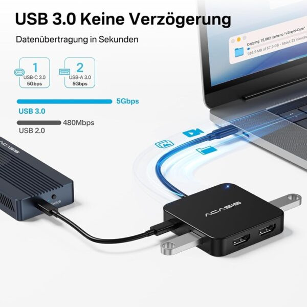 هاب ۶ در ۱ تایپ سی ACASIS مدل HC31-2H15 | مبدل Dual HDMI (دو خروجی تصویر) اورجینال