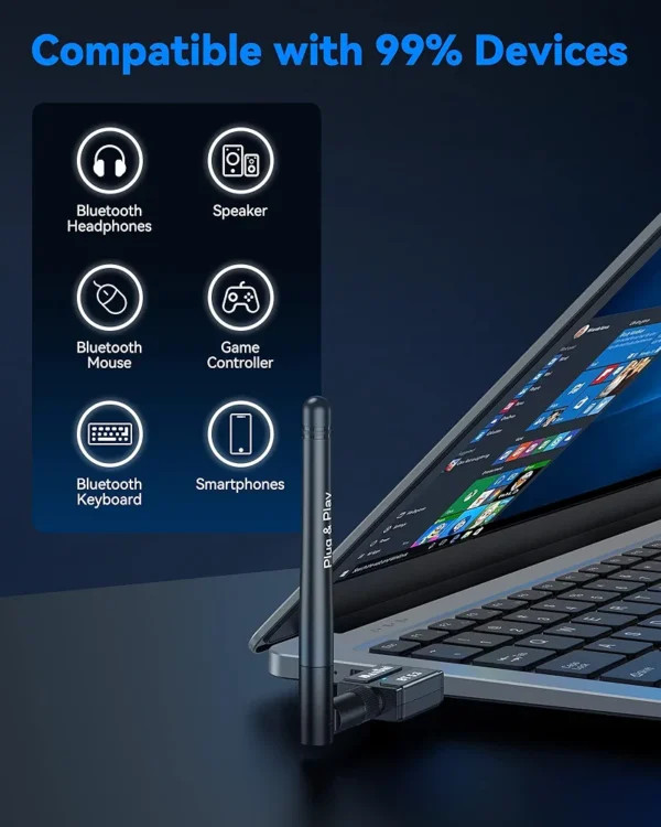 دانگل بلوتوث USB 5.3 مکسونی Maxuni BT‑608 | اتصال پایدار برای کامپیوتر و لپتاپ دارای گارانتی