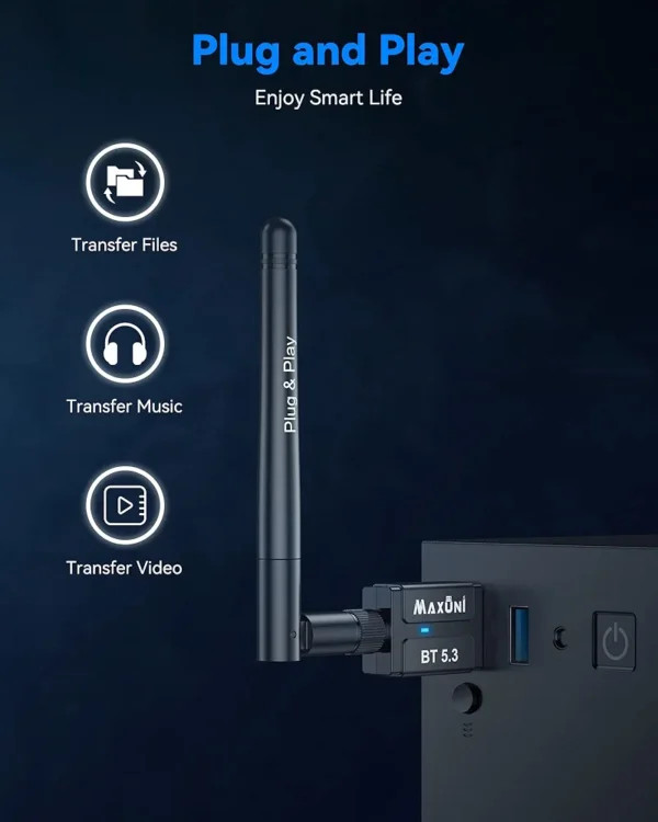 دانگل بلوتوث USB 5.3 مکسونی Maxuni BT‑608 | اتصال پایدار برای کامپیوتر و لپتاپ دارای گارانتی