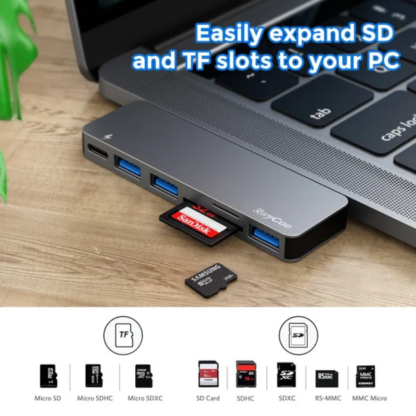 هاب USB‑C ششکاره Raycue 6‑in‑2 مخصوص مکبوک پرو و مکبوک ایر اورجینال