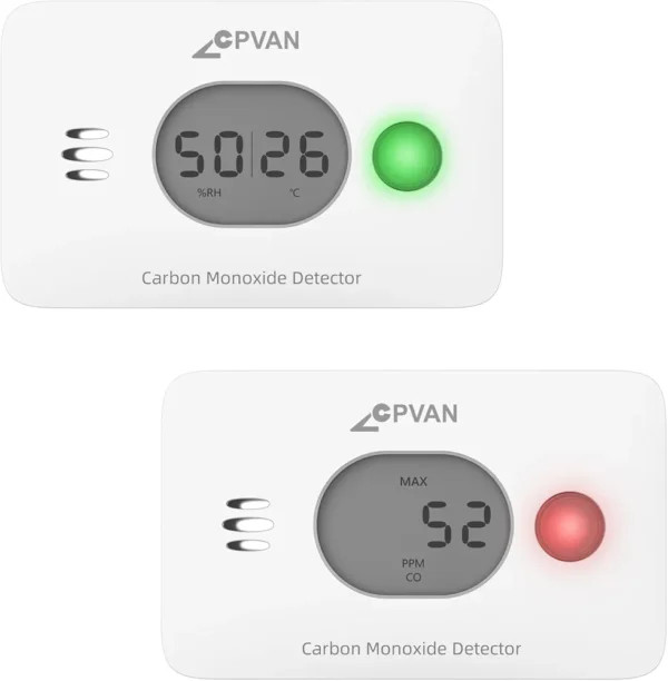 هشداردهنده مونوکسیدکربن CPVAN مدل COS-X3 Plus با دماسنج و رطوبتسنج اورجینال