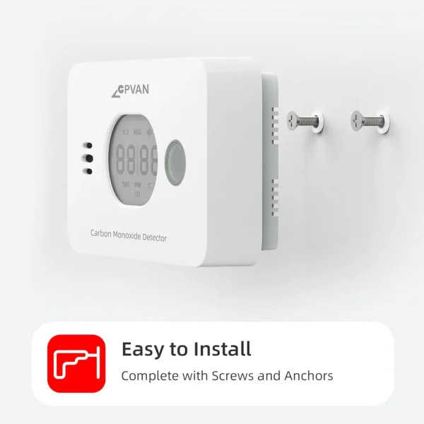 هشداردهنده مونوکسیدکربن CPVAN مدل COS-X3 Plus با دماسنج و رطوبتسنج اورجینال