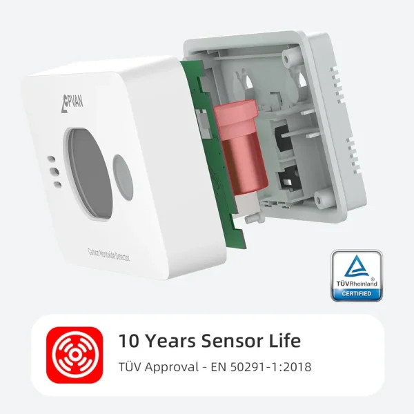 هشداردهنده مونوکسیدکربن CPVAN مدل COS-X3 Plus با دماسنج و رطوبتسنج اورجینال