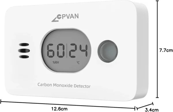 هشداردهنده مونوکسیدکربن CPVAN مدل COS-X3 Plus با دماسنج و رطوبتسنج اورجینال