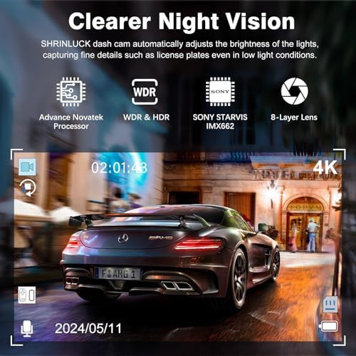دوربین ثبت وقایع خودرو سه لنز شراینلاک مدل X5 (کیفیت 4K با WiFi) اورجینال و دارای گارانتی