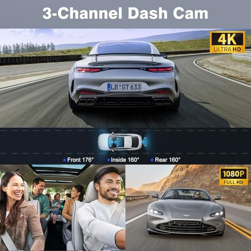 دوربین ثبت وقایع خودرو سه لنز شراینلاک مدل X5 (کیفیت 4K با WiFi) اورجینال و دارای گارانتی