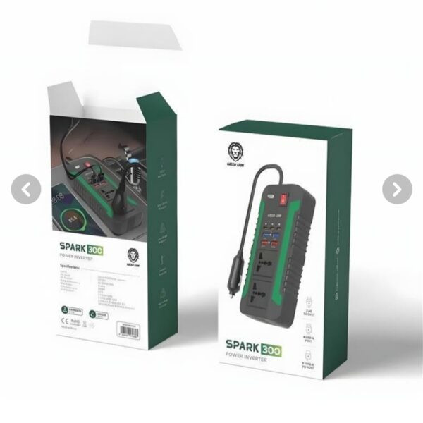 مبدل برق خودرو گرین لاین Spark 300 (300 وات) دارای گارانتی و ضمانت اصالت کالا
