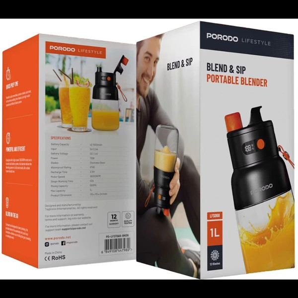 مخلوط کن قابل حمل پرودو مدل Porodo LFST068 70W juicer یک لیتر اورجینال ودارای گارانتی