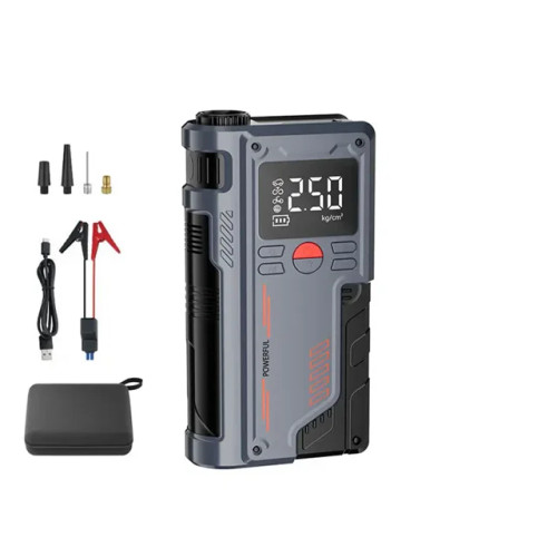 جامپ استارتر و پمپ باد شارژی خودرو پاورفول مدل T700 با باتری 8000mAh، چراغ قوه LED و فشار 150PSI