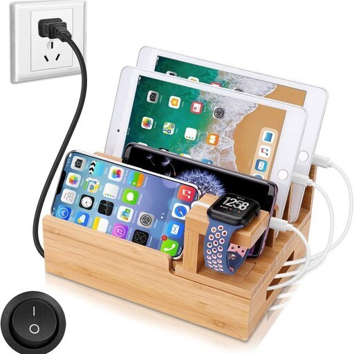 داک شارژ 5 پورت USB چوبی اورجینال ودارای گارانتی