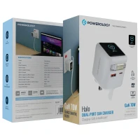 شارژر دیواری گان پاورولوژی مدل PWCUQC051 Halo توان ۷۰ وات
