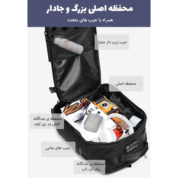 کوله مسافرتی ضدآب ۱۷ اینچ اوزوکو OZUKO-9309L دارای گارانتی