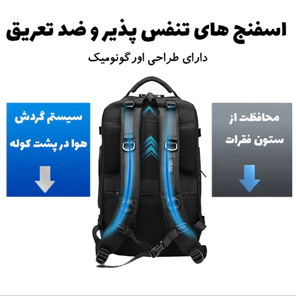 کوله مسافرتی ضدآب ۱۷ اینچ اوزوکو OZUKO-9309L دارای گارانتی