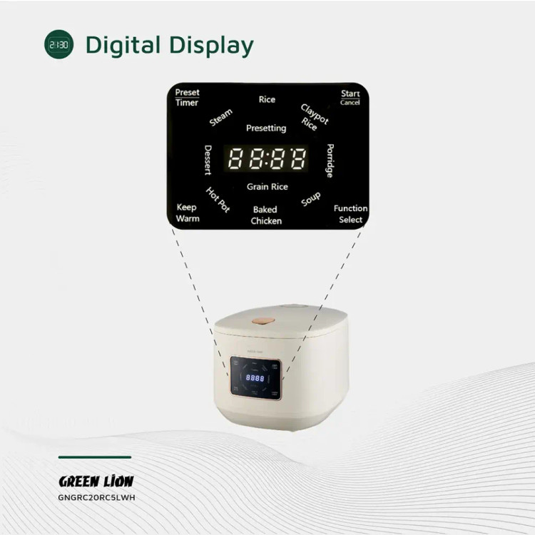 پلوپز دیجیتال 5لیتری 900 وات گرین لاین مدل GNGRC20RC5L اصل همراه با گارانتی