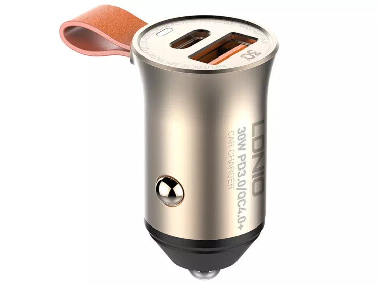 شارژر فندکی فست شارژ تایپ سی ماشین 30 وات مدل C509Q ال دینیو اصل