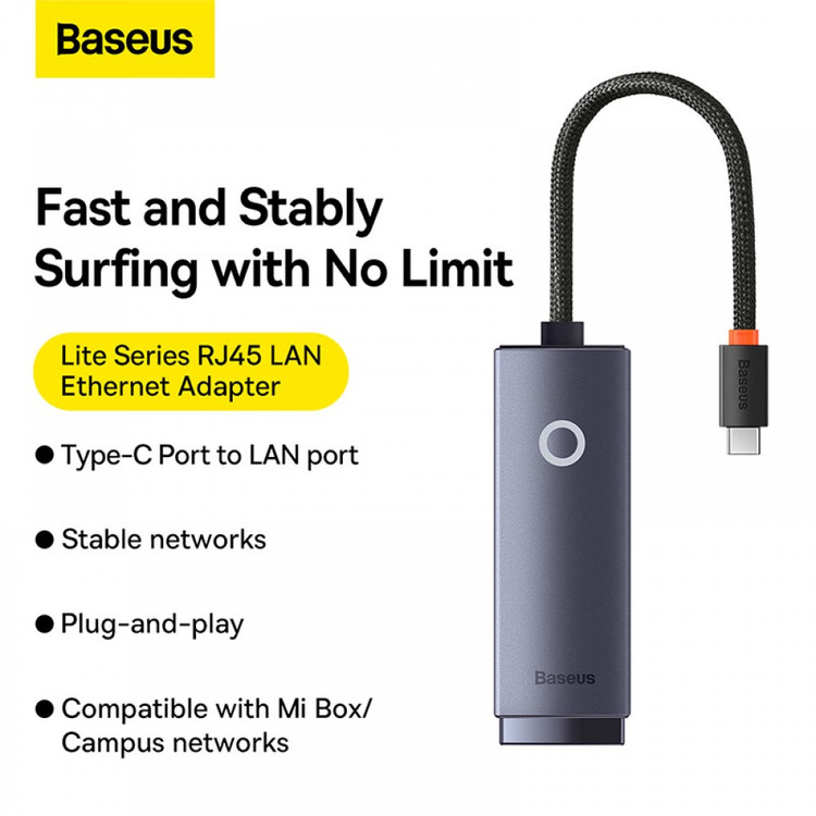 هاب و مبدل USB به پورت شبکه RJ45 بیسوس مدل WKQX000313 دارای ضمانت اصالت کالا
