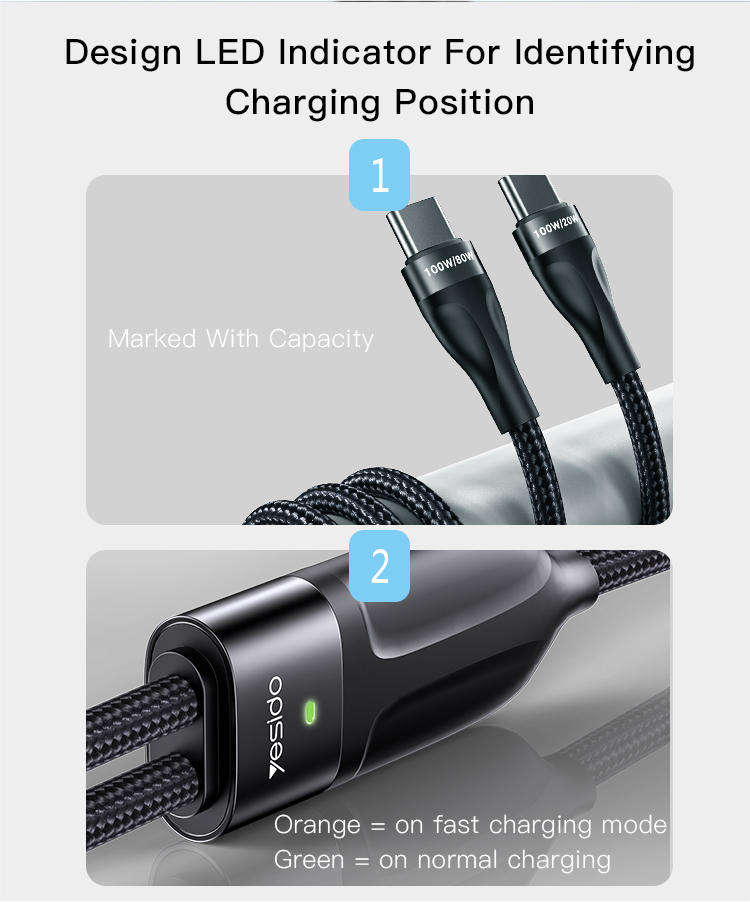کابل دو در یک Type-C به USB-C طول 140 سانتیمتر یسیدو مدل CA88 اورجینال