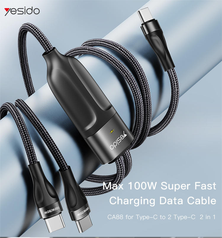 کابل دو در یک Type-C به USB-C طول 140 سانتیمتر یسیدو مدل CA88 اورجینال