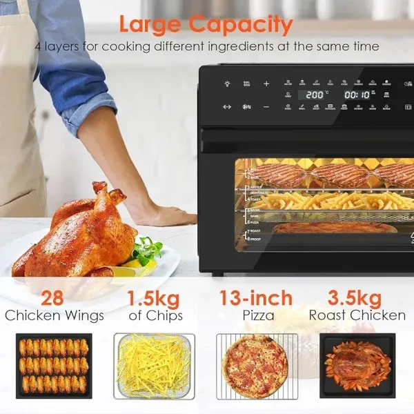 هواپز و سرخ کن رژیمی 30 لیتری LLIVEKIT مدل 30L دارای سیخ چرخان دارای گارانتی