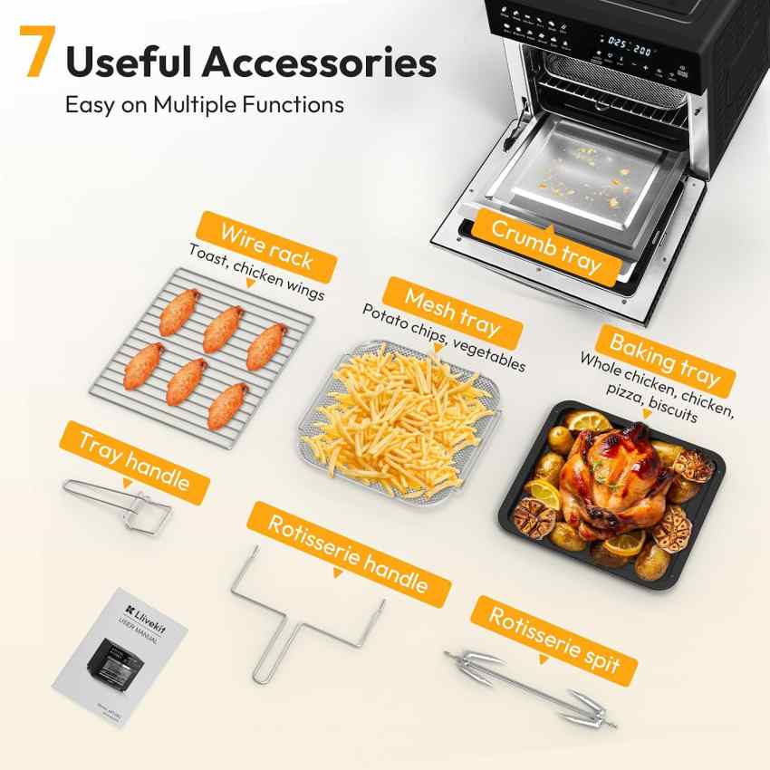 آون توستر و هواپز LLIVEKIT مدل Air Fryer Oven با 12 برنامه پخت وارداتی همراه با گارانتی