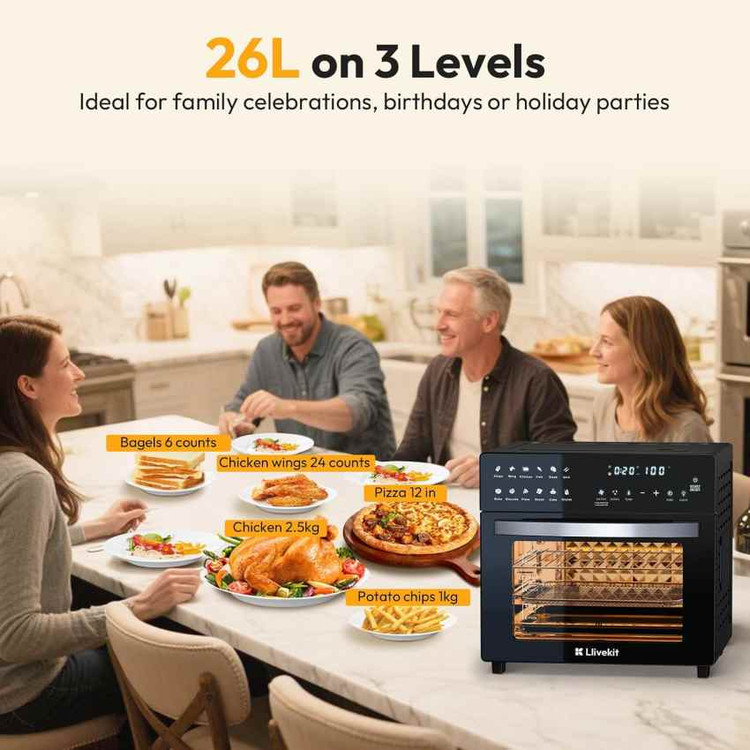 آون توستر و هواپز LLIVEKIT مدل Air Fryer Oven با 12 برنامه پخت وارداتی همراه با گارانتی