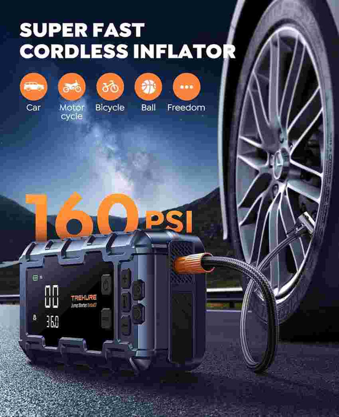 جامپ استارتر 8000 آمپر و کمپرسور باد 160 PSI ترکیور مدل Beta07 اورجینال همراه با گارانتی