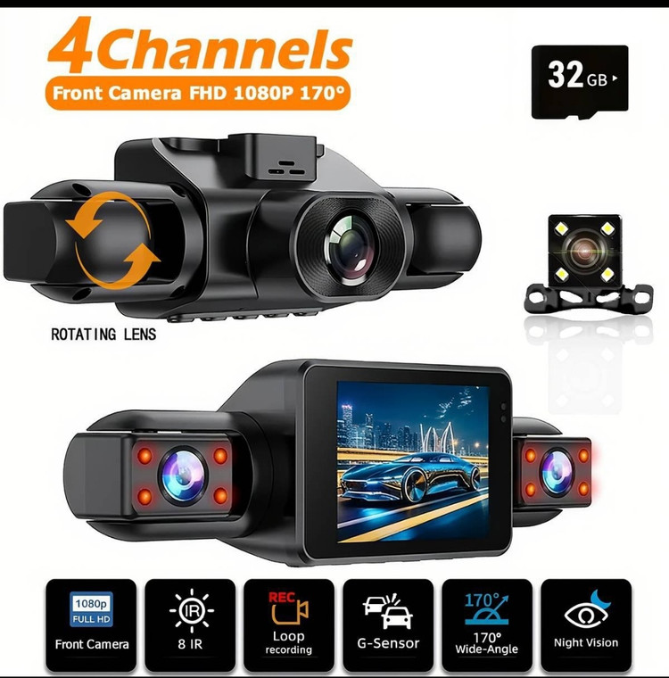 دوربین ثبت وقایع خودرو چهار لنز مدل X4 Pro 2025 همراه با گارانتی